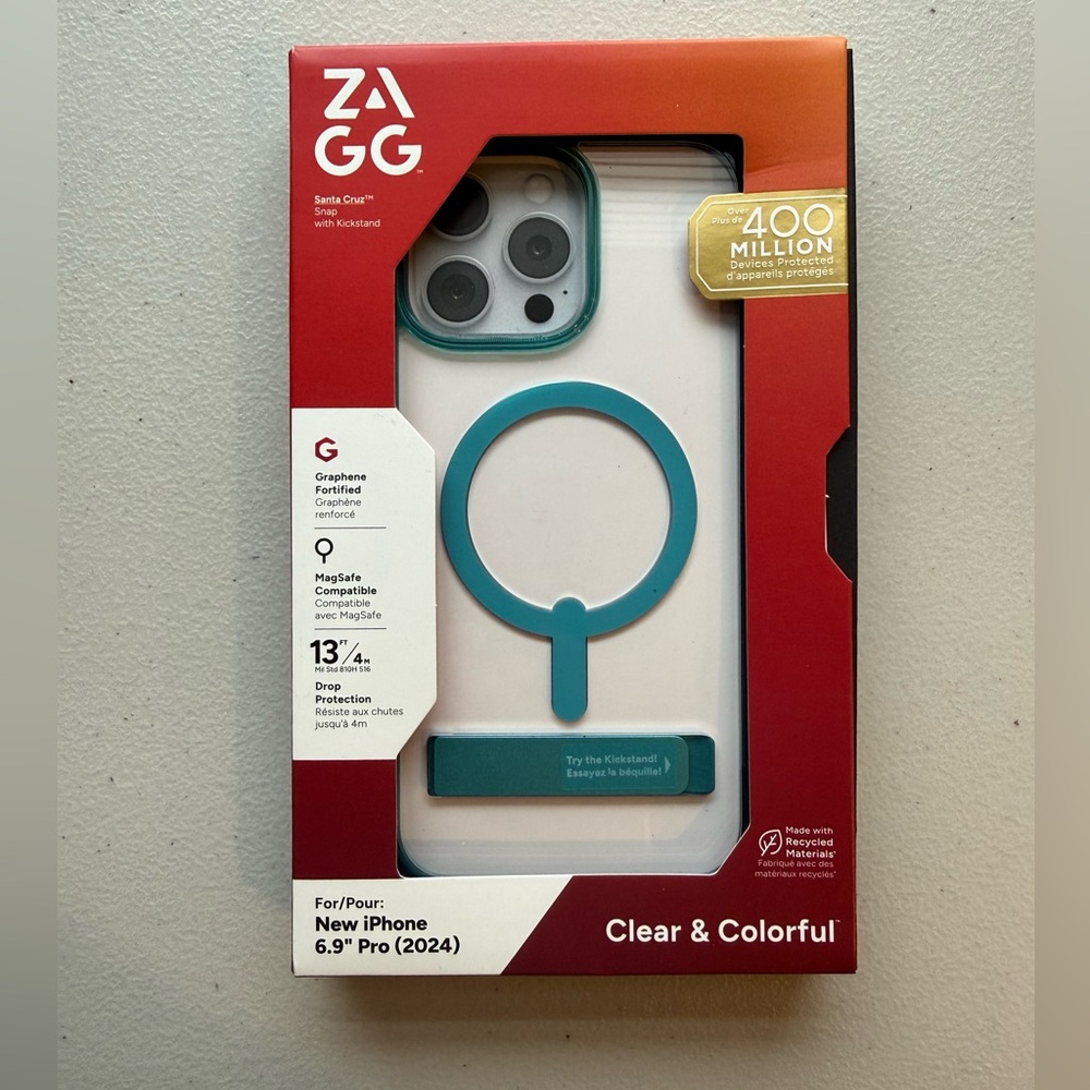 ZAGG Clear & Colorful Phone Case for iPhone 6.9" Pro (2024) - Teal